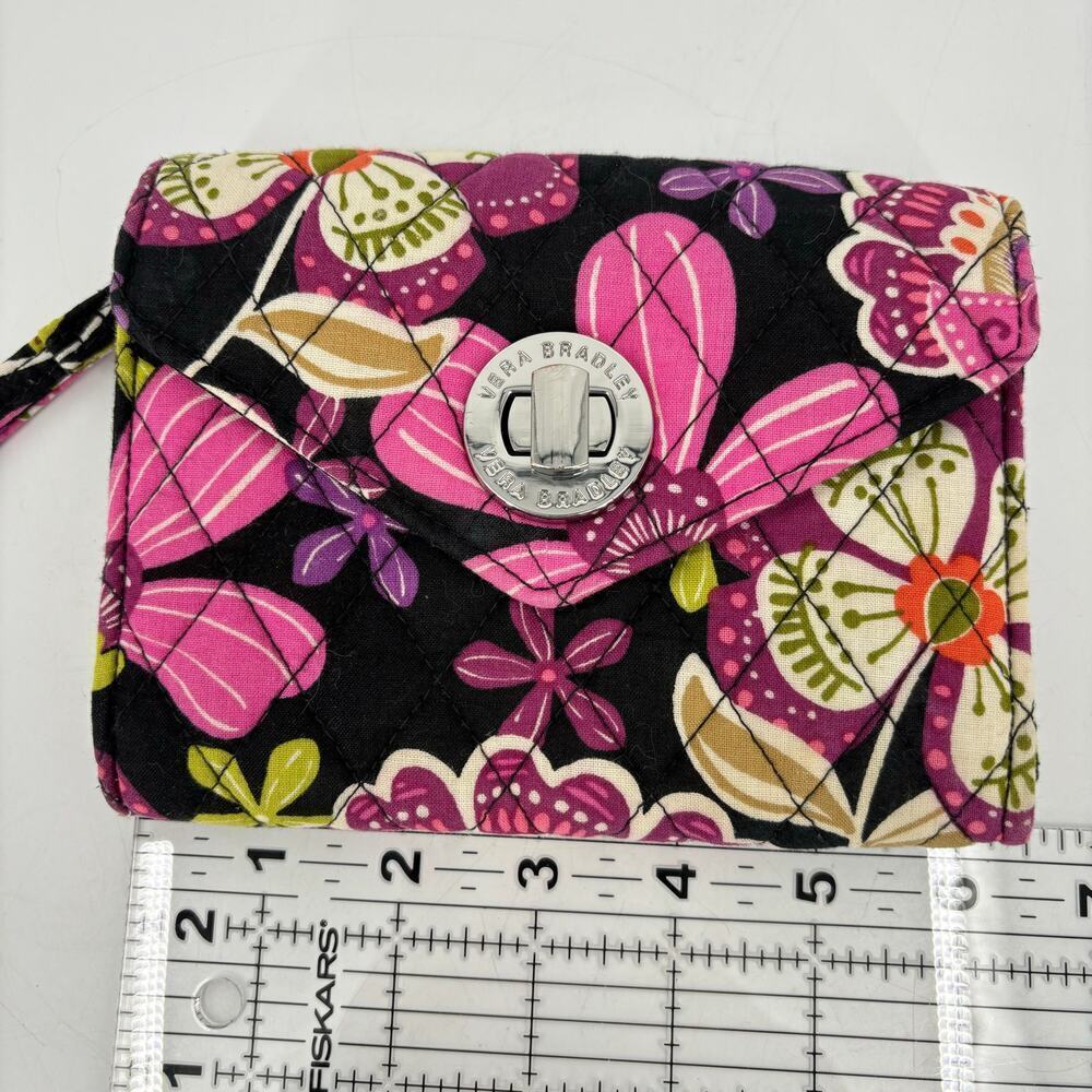 Vera Bradley Wristlet Wallet Pirouette Black Pink Turn Lock Your Turn Smartphone - Picture 7 of 8